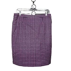 Halogen Size 8 Black Purple Check Knee Length Skirt Lined Stretch Career Vent 8